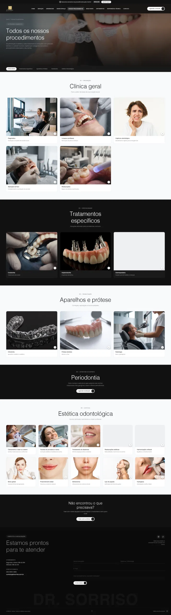Projeto Dr. Sorriso — procedimentos — versão desktop